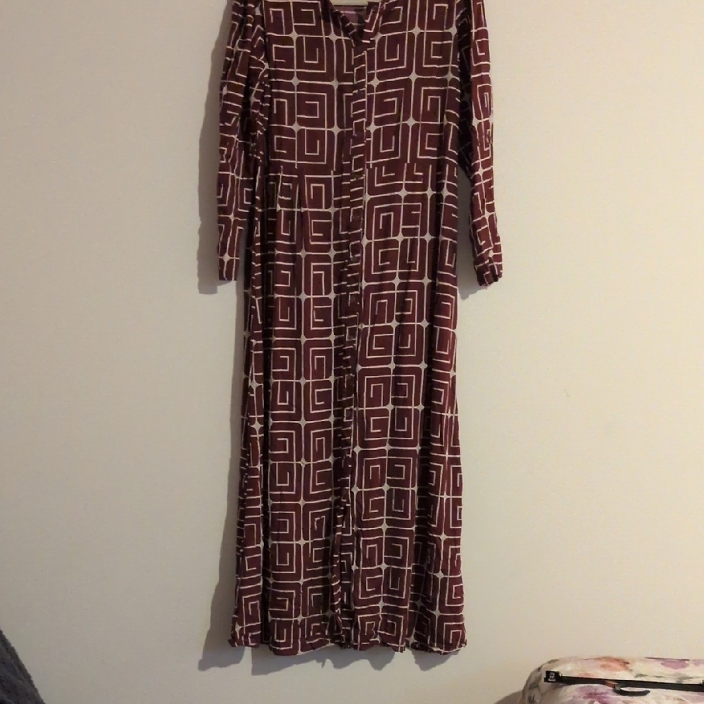 Geometric Patterned Long Sleeve Dress